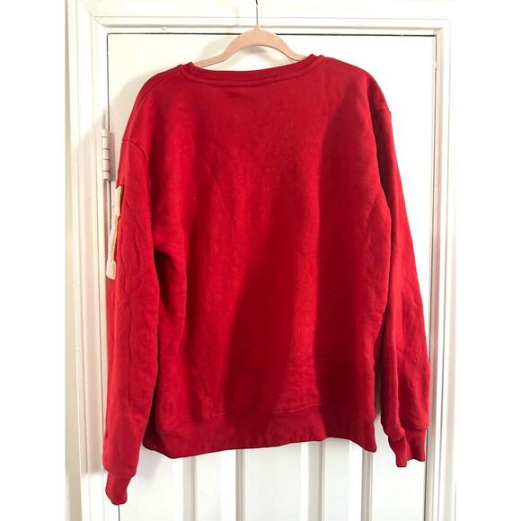 Laced Up by SNEAKGALLERY Red Chenille Patch Spellout GOAT Sweatshirt - Sz Large - Picture 5 of 5
